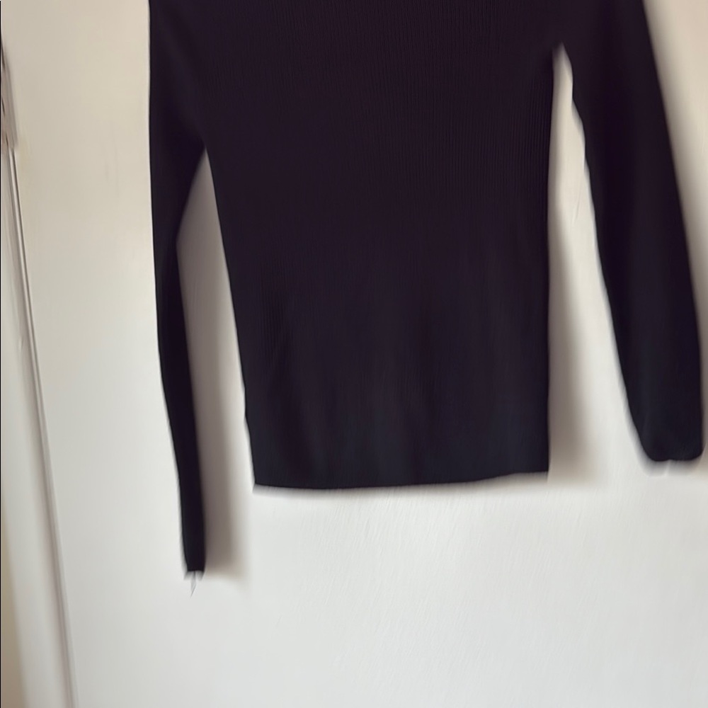 Banana republic Classic Black collar rib long sleeve Women's Top - Picture 6 of 11